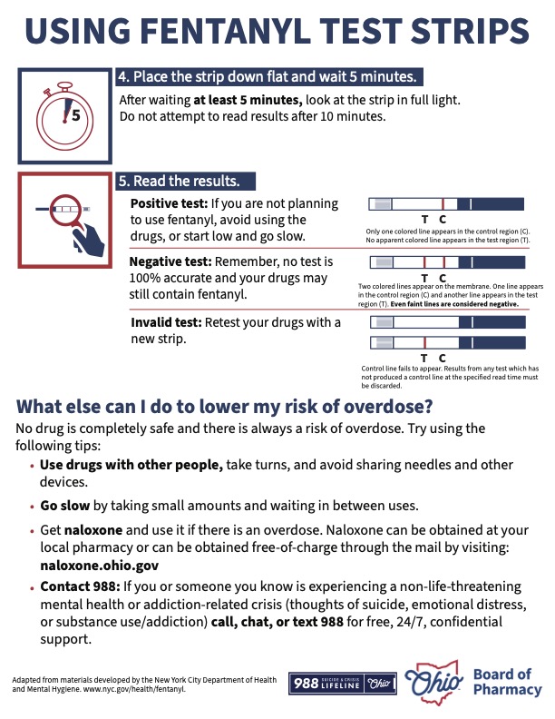 A flyer describing how to use fentanyl test strips